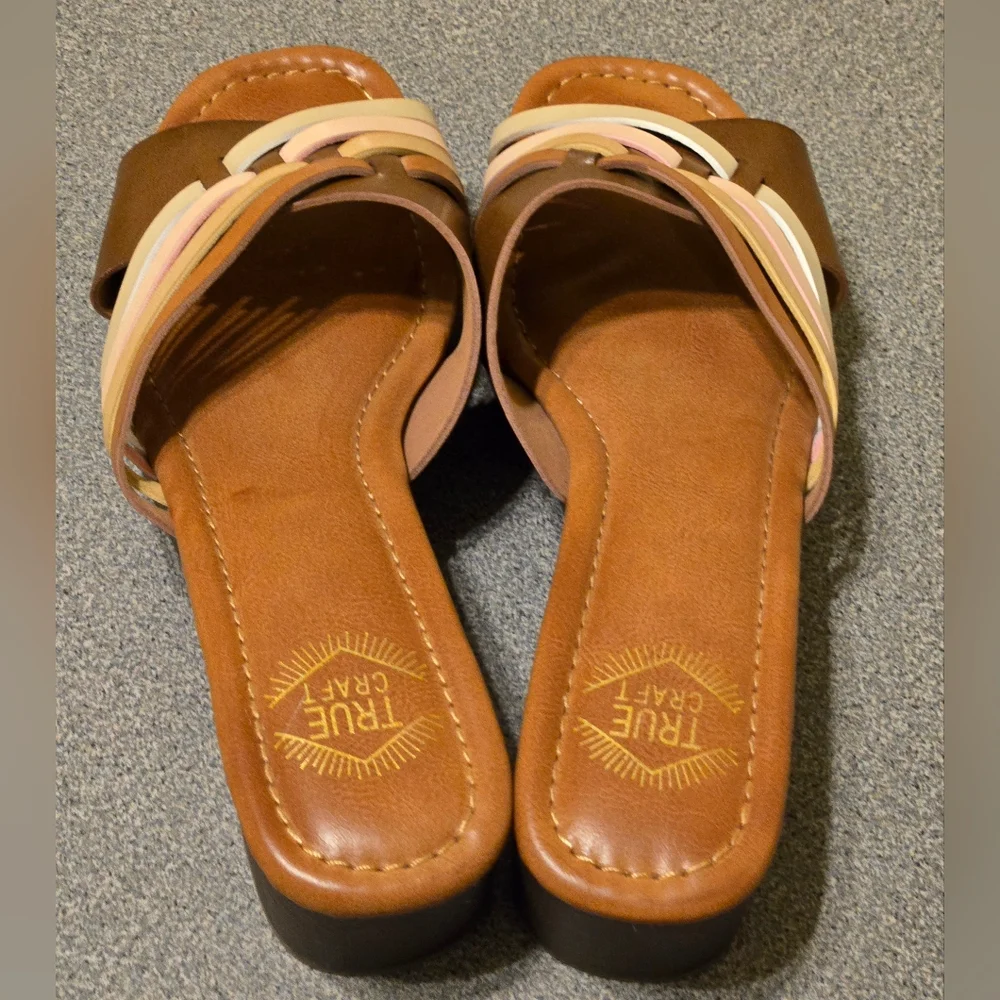 True Craft Klick Strappy Sandal Tan MultiColor Women's Size 8 - Picture 3 of 7